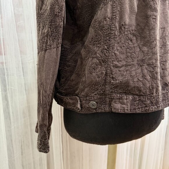 Chico’s Women’s Brown Floral Embroidered Button Front Jacket Size 2- Large - Picture 4 of 13